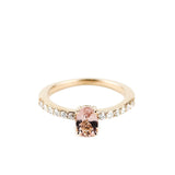 BALLERINA ENGAGEMENT RING | 14K GOLD | PINK MORGANITE & DIAMONDS