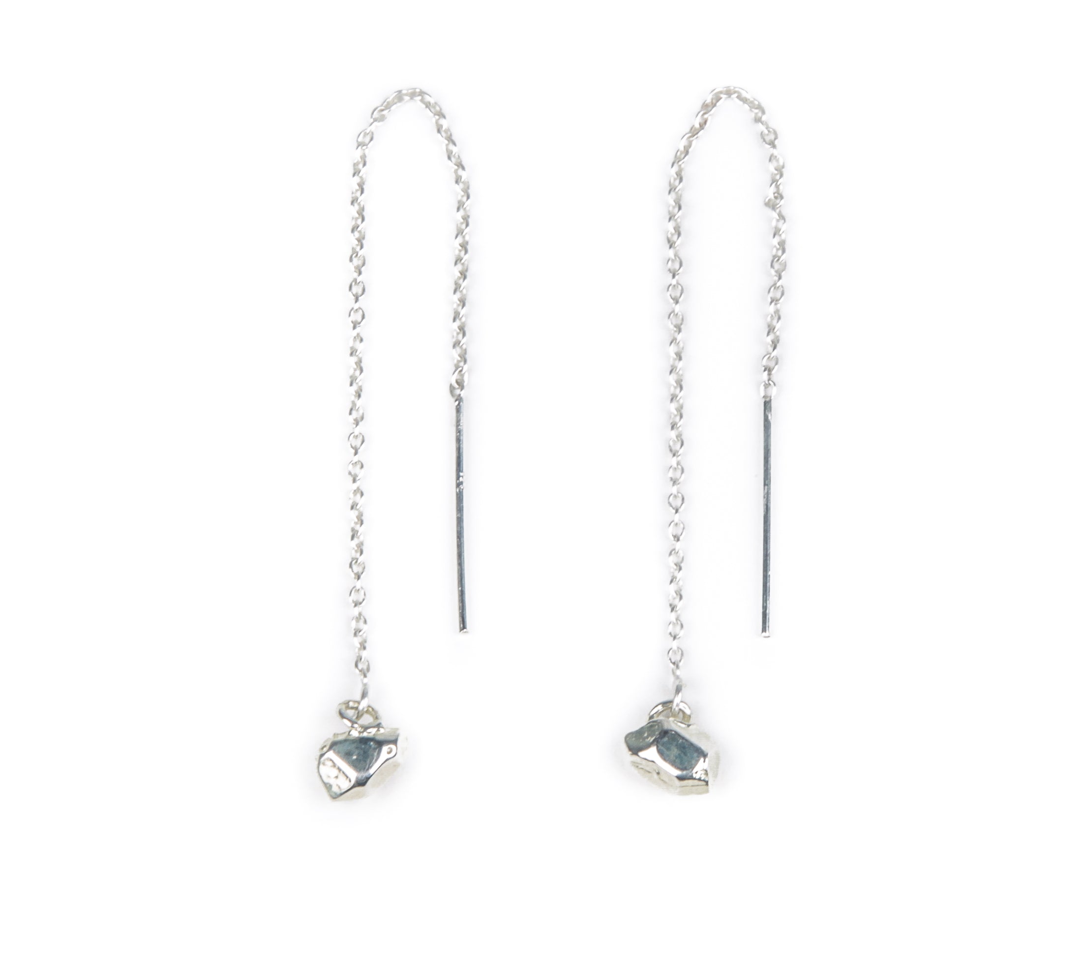CAST CRYSTAL THREADER EARRINGS | SILVER - AngelaMonacojewelry