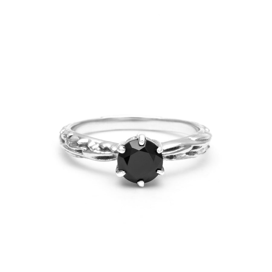 FACETED MATRIX SOLITAIRE RING | SILVER & ONYX