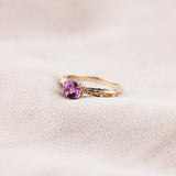 FACETED MATRIX SOLITAIRE ENGAGEMENT RING | 14K GOLD & PINK TOURMALINE
