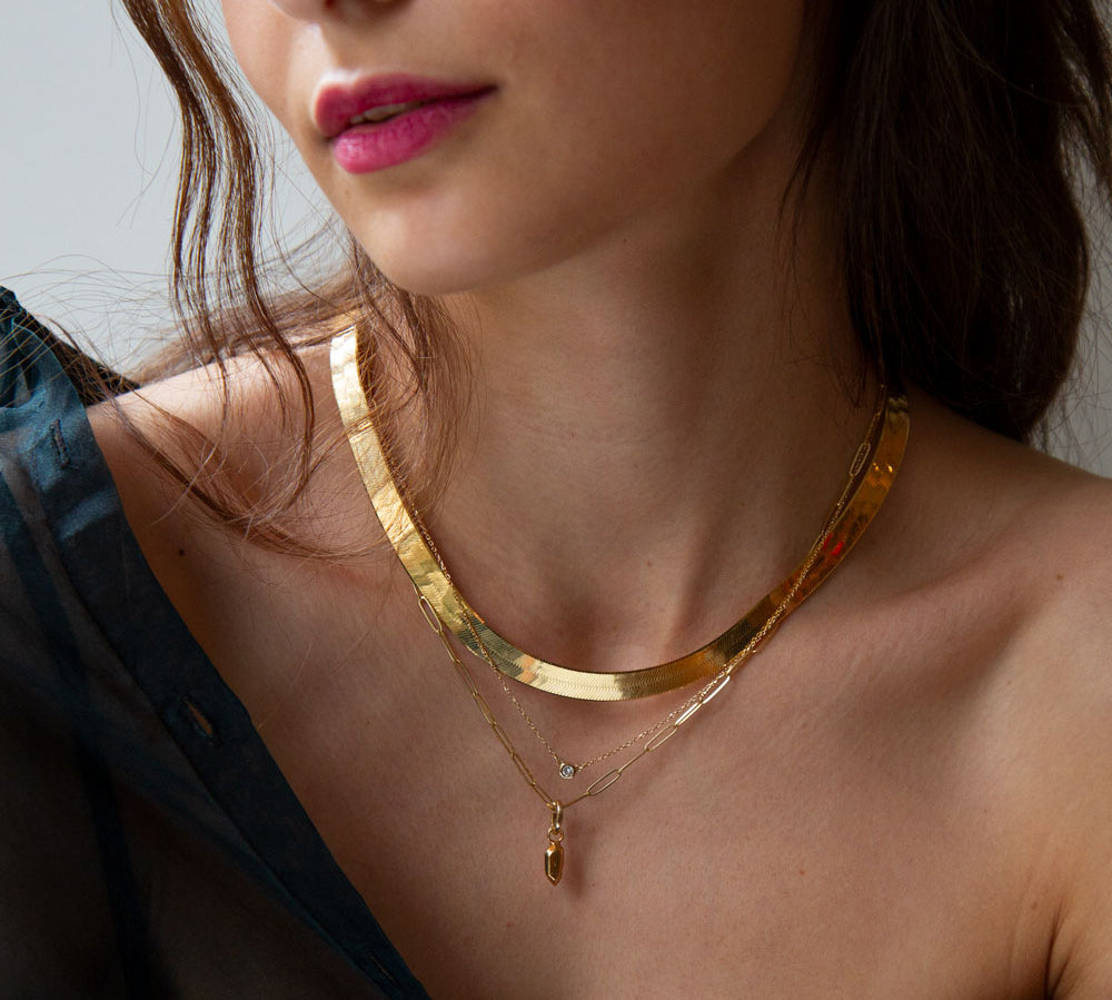  angela monaco jewelry philadelphia jeweler paperclip with chain gold nugget charm 14K yellow gold