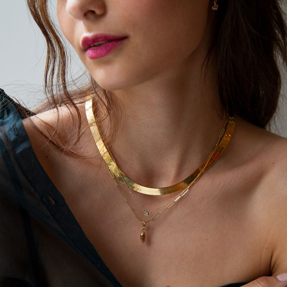 angela monaco jewelry philadelphia jeweler paperclip with chain gold nugget charm 14K yellow gold