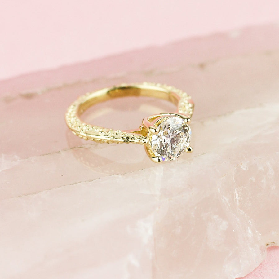 MESA SOLITAIRE ENGAGEMENT RING | 14K GOLD & LAB CREATED DIAMONDS