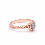 MATRIX HALO BEZEL ENGAGEMENT RING | 14K GOLD | SALT & PEPPER DIAMOND