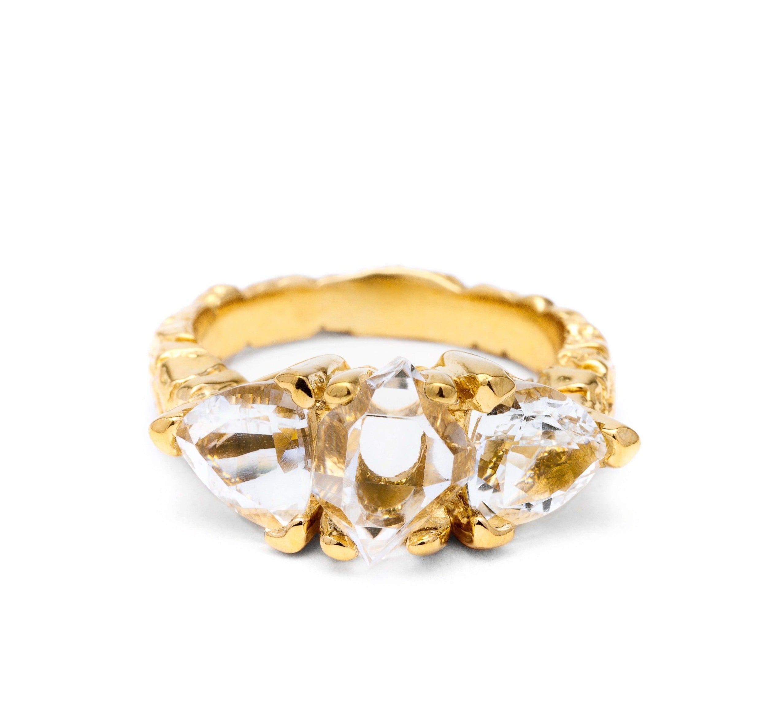 STONE AGE COCKTAIL RING | 14k GOLD & HERKIMER - AngelaMonacojewelry