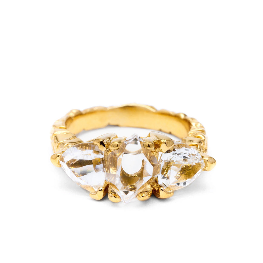 STONE AGE COCKTAIL RING | 14k GOLD & HERKIMER - AngelaMonacojewelry