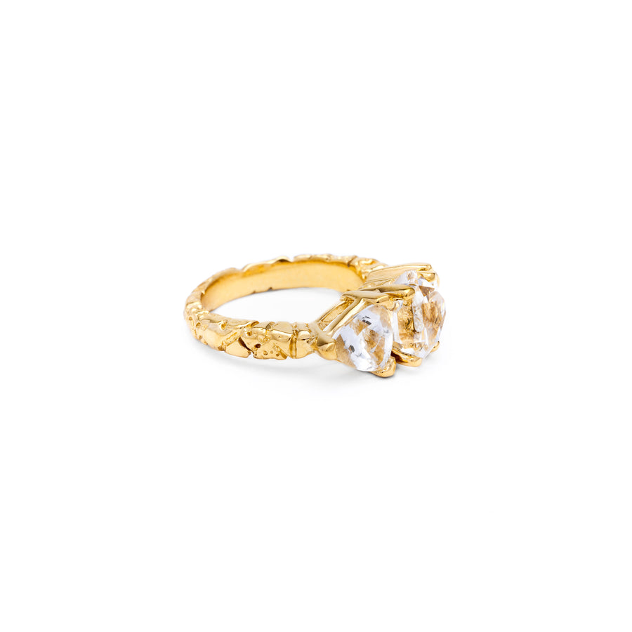 STONE AGE COCKTAIL RING | 14k GOLD & HERKIMER - AngelaMonacojewelry
