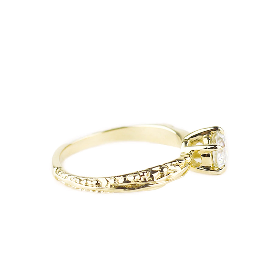 FACETED MATRIX SOLITAIRE RING | 14K GOLD & LAB CREATED DIAMONDS