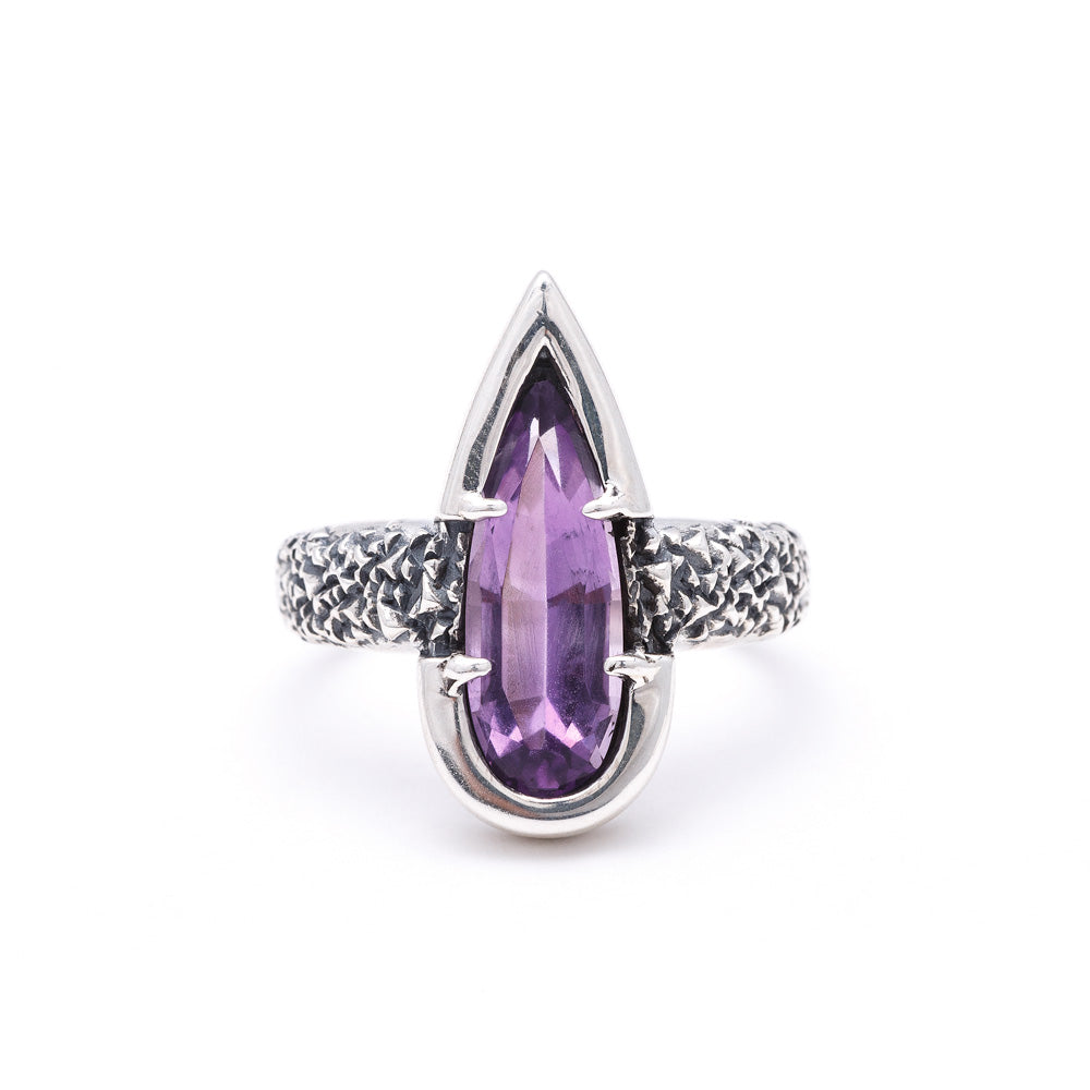 NEW | PHOENIX TEAR RING | AMETHYST & SILVER - AngelaMonacojewelry