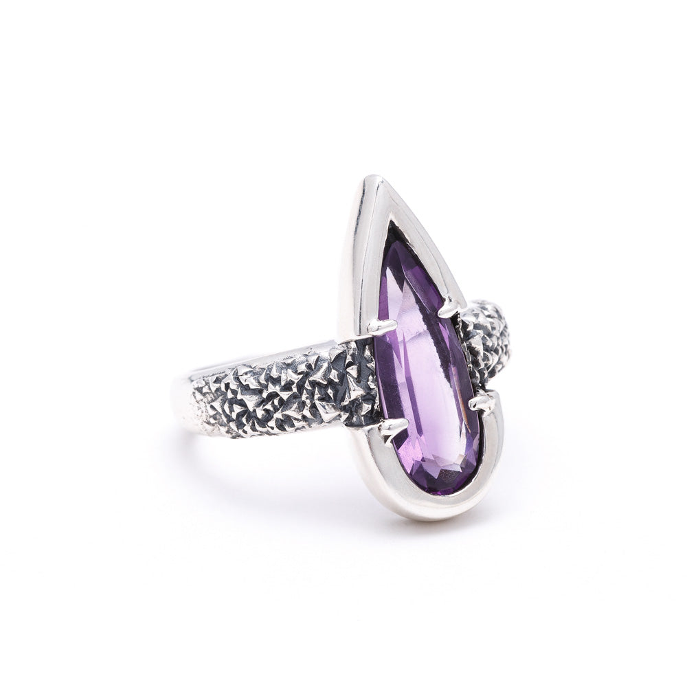 NEW | PHOENIX TEAR RING | AMETHYST & SILVER - AngelaMonacojewelry