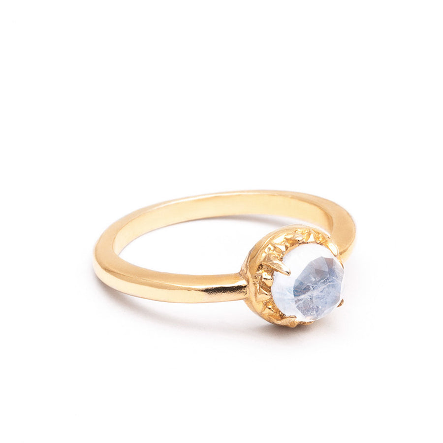 MATRIX HALO ENGAGEMENT RING | 14K GOLD & MOONSTONE