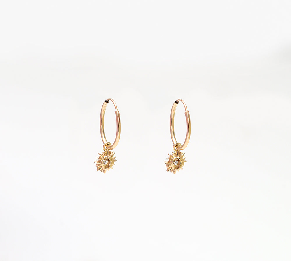 Angela Monaco Jewelry philadelphia celestial mini huge hoops 14k yellow gold and white diamond 