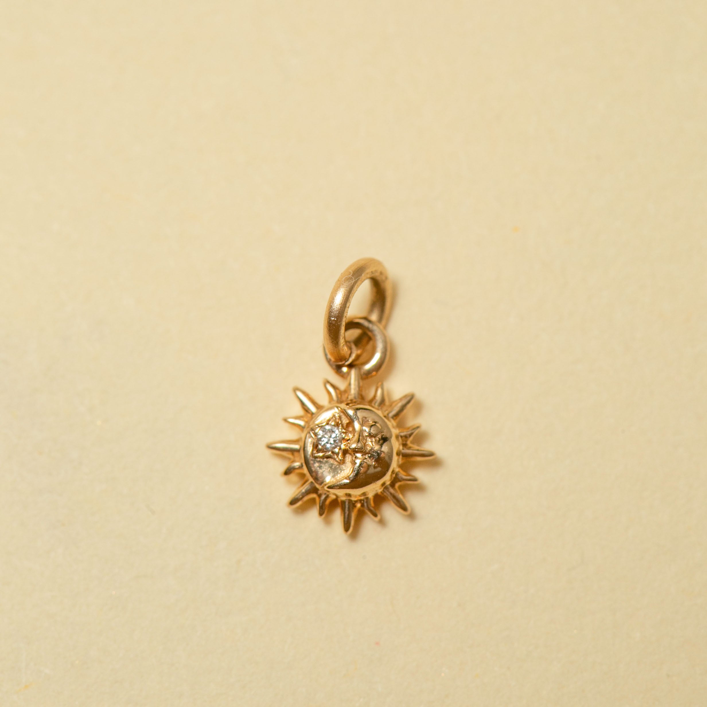 angela monaco jewelry philadelphia 14k yellow gold diamond sun moon celestial charm