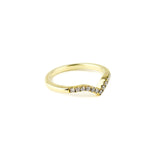 CURVED CHEVRON BAND | 14K GOLD & WHITE DIAMONDS