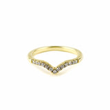 CURVED CHEVRON BAND | 14K GOLD & WHITE DIAMONDS