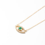 angela monaco jewelry philadelphia jeweler evil eye necklace 14k yellow gold emerald white sapphire