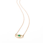angela monaco jewelry philadelphia jeweler evil eye necklace 14k yellow gold emerald white sapphire