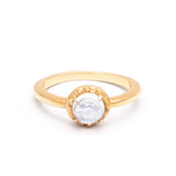 MATRIX HALO ENGAGEMENT RING | 14K GOLD & MOONSTONE