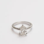 Angela Monaco Jewelry Philadelphia pear solitaire w4k white gold and lab created 2 carat diamond