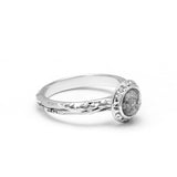 MATRIX HALO BEZEL ENGAGEMENT RING | 14K GOLD | SALT & PEPPER DIAMOND