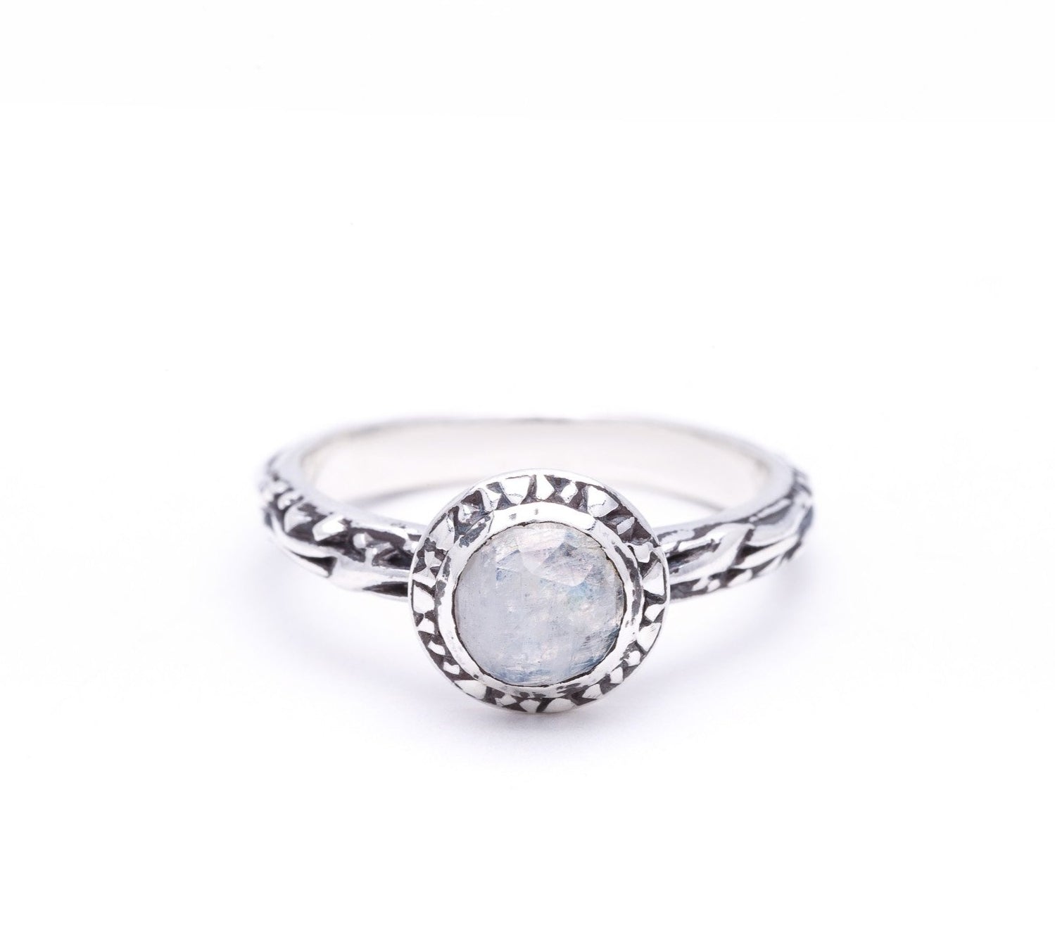 MATRIX HALO BEZEL RING | SILVER & MOONSTONE - AngelaMonacojewelry