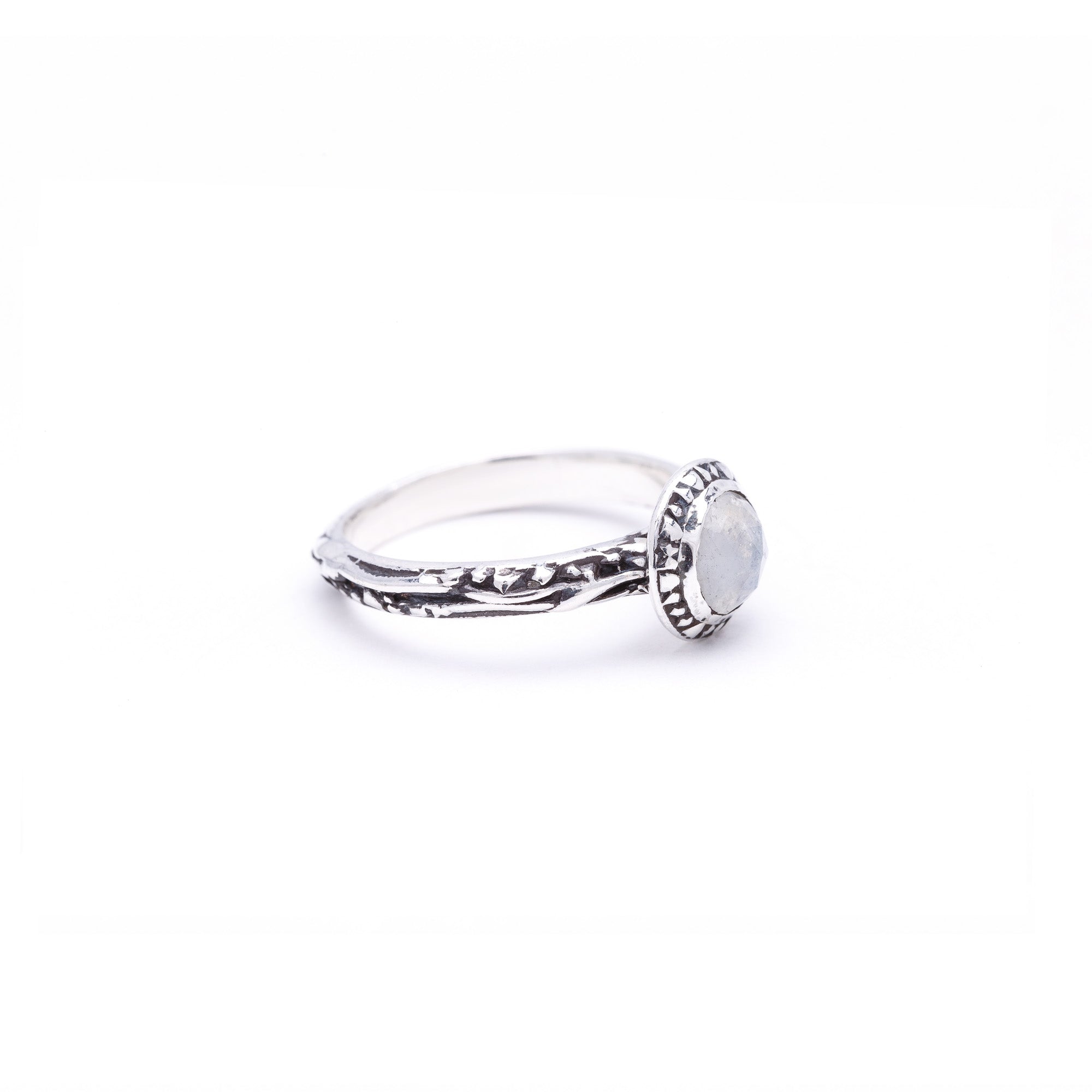 MATRIX HALO BEZEL RING | SILVER & MOONSTONE - AngelaMonacojewelry