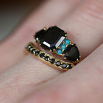 Angela Monaco Jewelry philadelphia bonadonna engagement ring black diamond turquoise 14k yellow gold