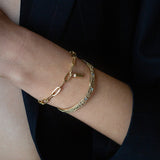 PAPERCLIP BRACELET WITH CRYSTAL POINT CHARM | 14K GOLD