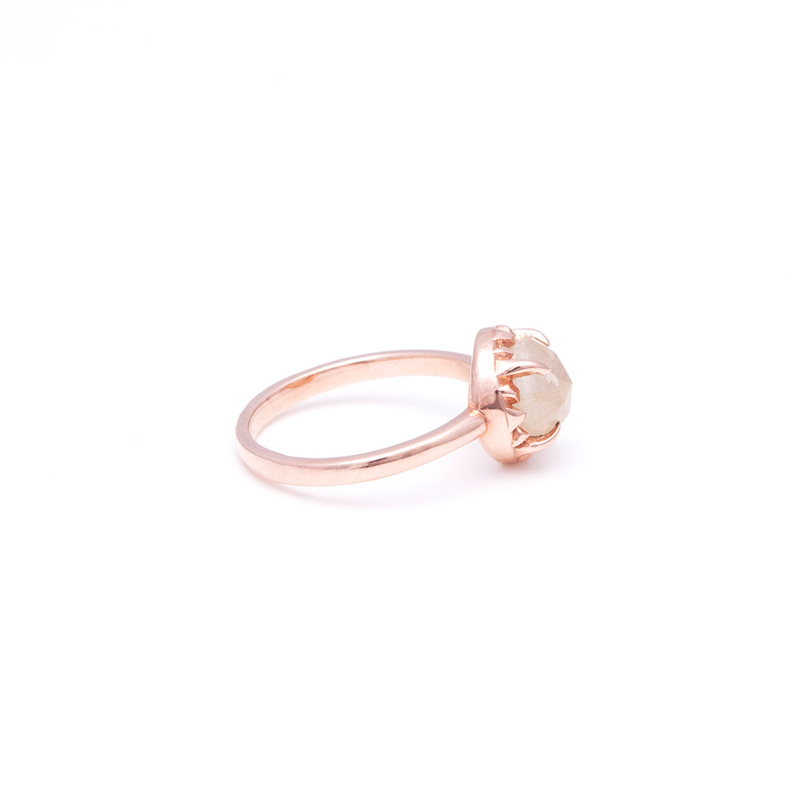 MATRIX HALO RING | ROSE GOLD VERMEIL & RUTILATED QUARTZ - AngelaMonacojewelry