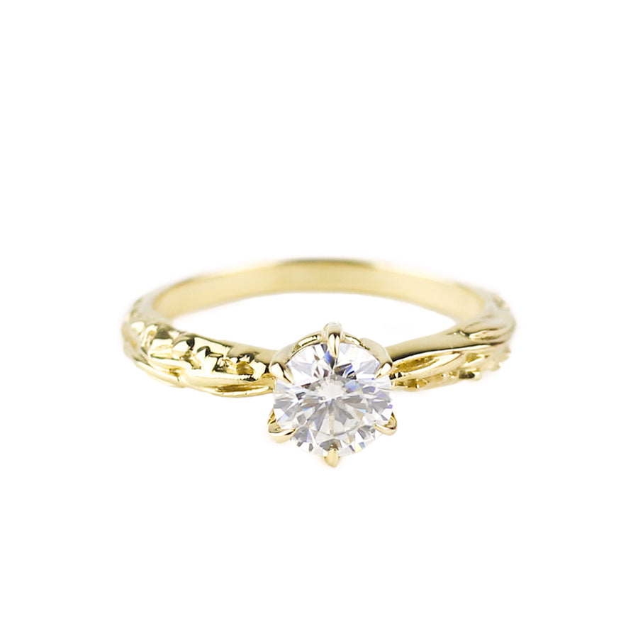 FACETED MATRIX SOLITAIRE RING | 14K YELLOW GOLD & LAB CREATED DIAMONDS