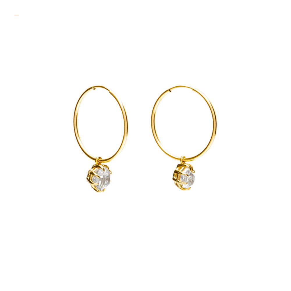 RAW HOOP EARRINGS | 14k GOLD & HERKIMER - AngelaMonacojewelry