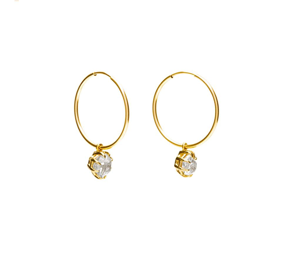 RAW HOOP EARRINGS | 14k GOLD & HERKIMER - AngelaMonacojewelry
