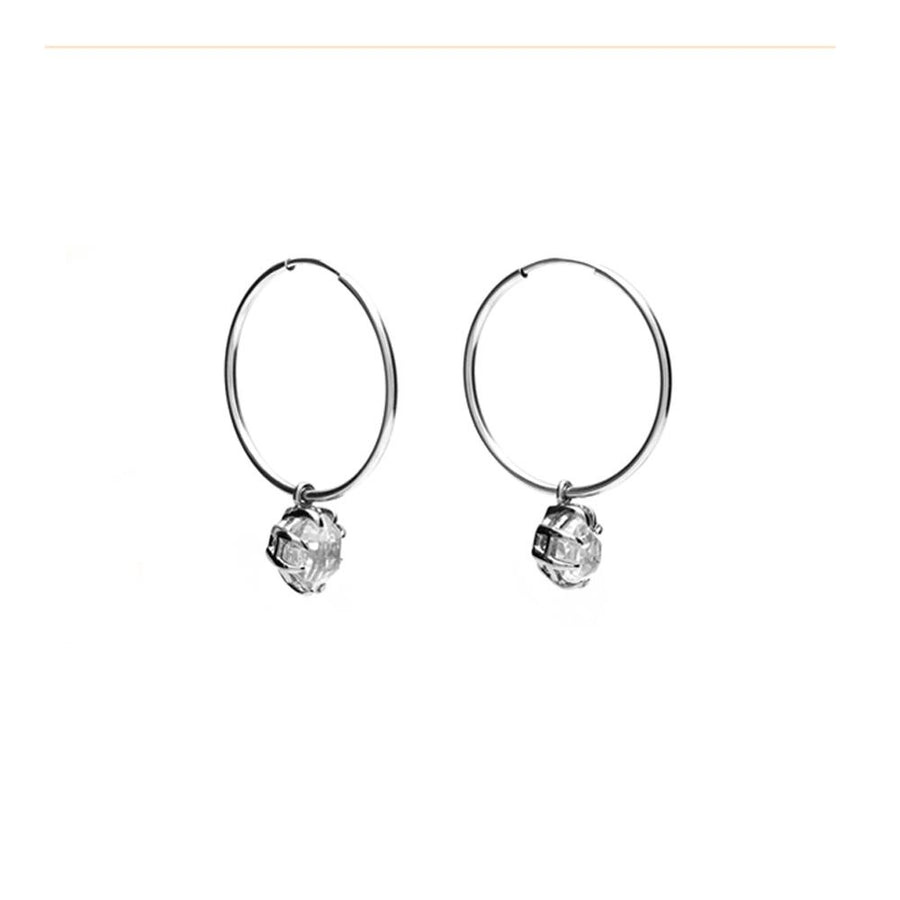 RAW HOOP EARRINGS | SILVER & HERKIMER - AngelaMonacojewelry