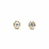 RAW STUD EARRINGS | 14k GOLD & HERKIMER - AngelaMonacojewelry