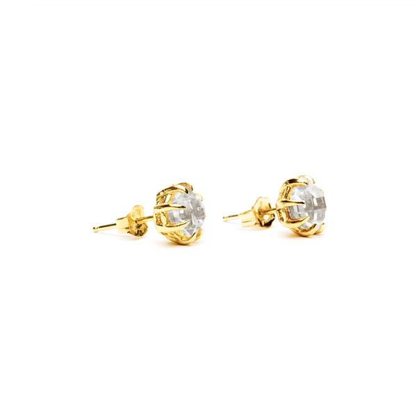 RAW STUD EARRINGS | 14k GOLD & HERKIMER - AngelaMonacojewelry
