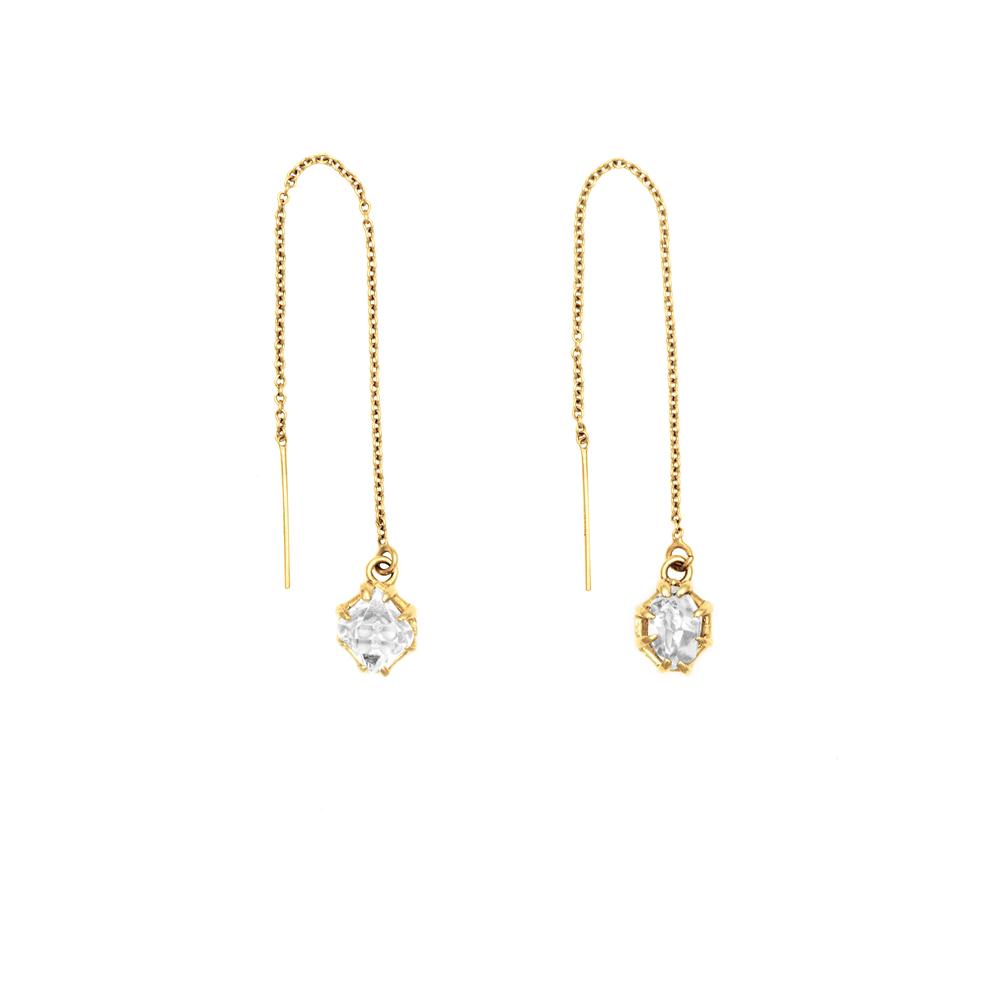 RAW THREADER EARRINGS | 14k GOLD & HERKIMER - AngelaMonacojewelry