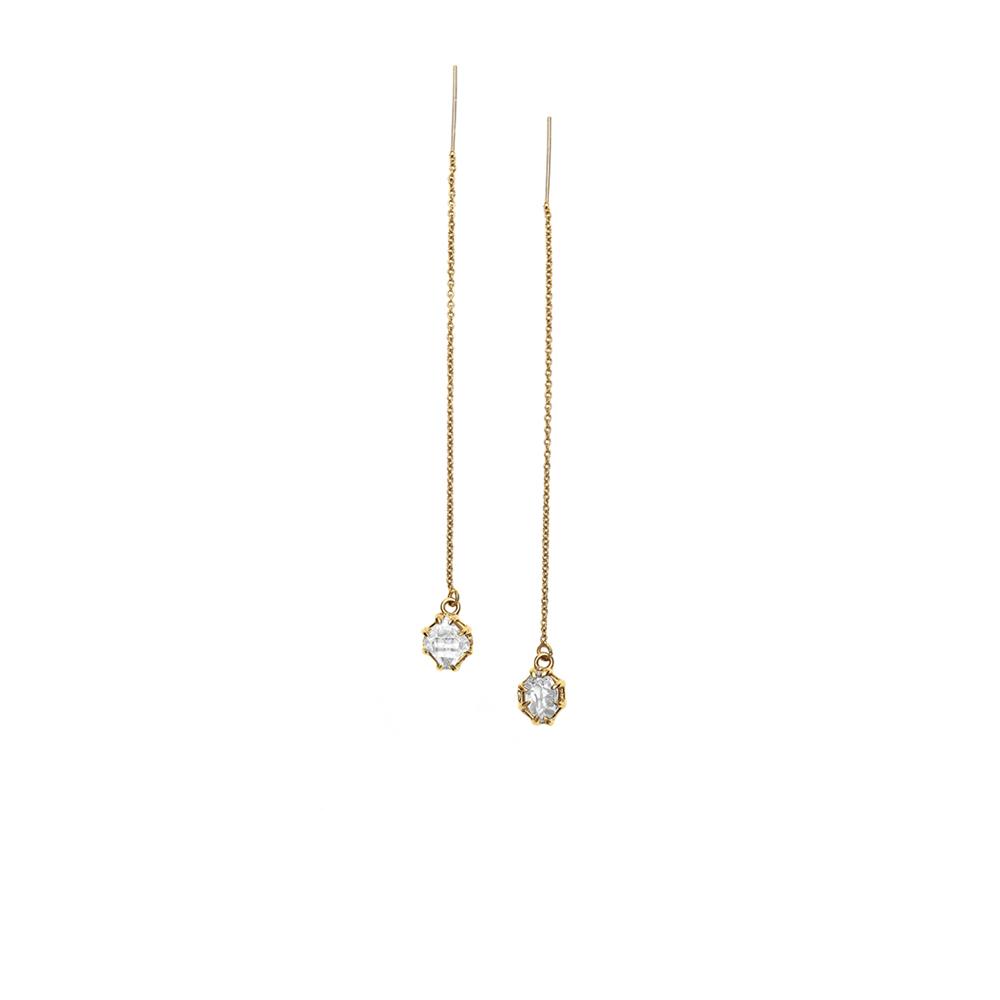 RAW THREADER EARRINGS | 14k GOLD & HERKIMER - AngelaMonacojewelry