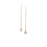 RAW THREADER EARRINGS | 14k GOLD & HERKIMER - AngelaMonacojewelry