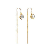 RAW U-BAR THREADER EARRINGS | 14k GOLD & HERKIMER - AngelaMonacojewelry