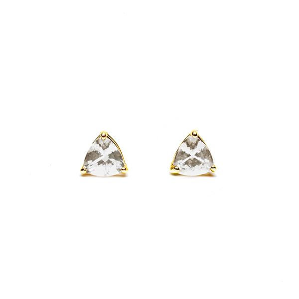 TRILLION STUD EARRINGS | 14k GOLD & HERKIMER - AngelaMonacojewelry