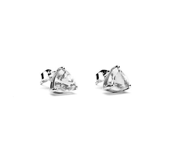 TRILLION STUD EARRINGS | SILVER & HERKIMER - AngelaMonacojewelry