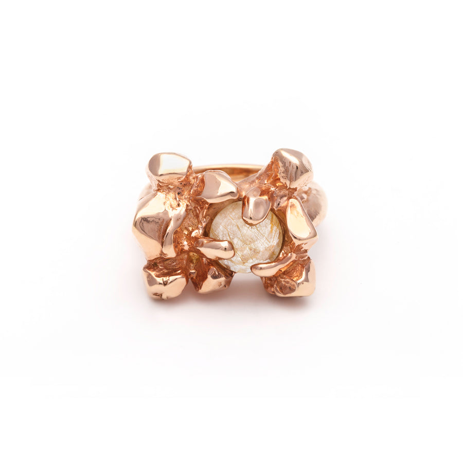 ELIXIR COCKTAIL RING | ROSE GOLD VERMEIL & RUTILATED QUARTZ - AngelaMonacojewelry