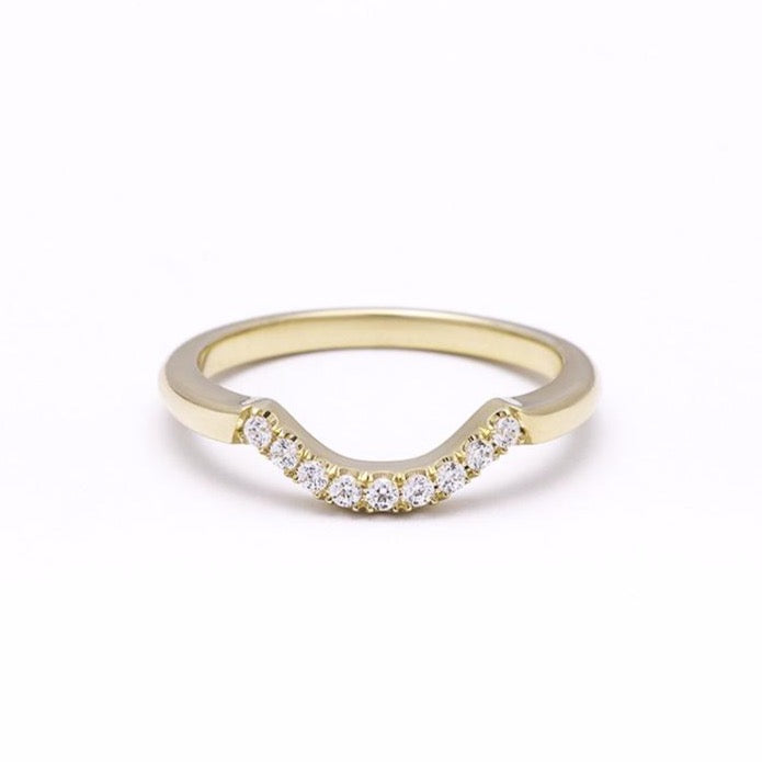 angela monaco jewelry philadelphia jeweler pave arc nine stone contour band 14K yellow gold diamond www.angelamoncaojewelry.com
