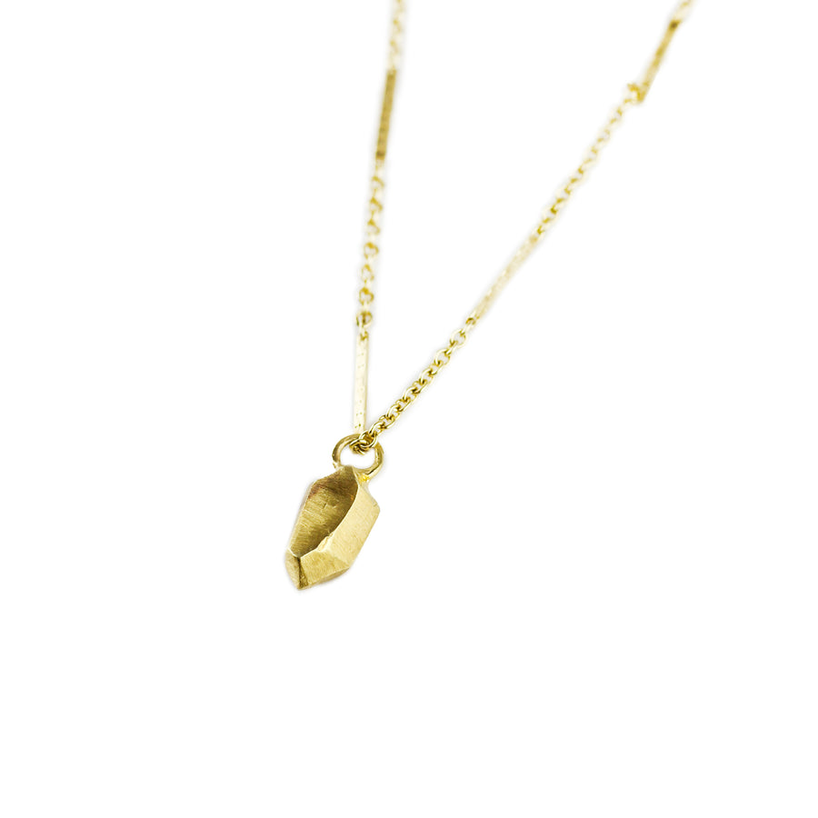NUGGET CHARM WITH BAR CHAIN | 14k YELLOW GOLD VERMEIL