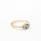MYSTIC LAKE RING | 14K GOLD | SAPPHIRE & SALT AND PEPPER DIAMOND