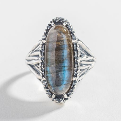ROOTS TO SEED RING | SILVER & LABRADORITE