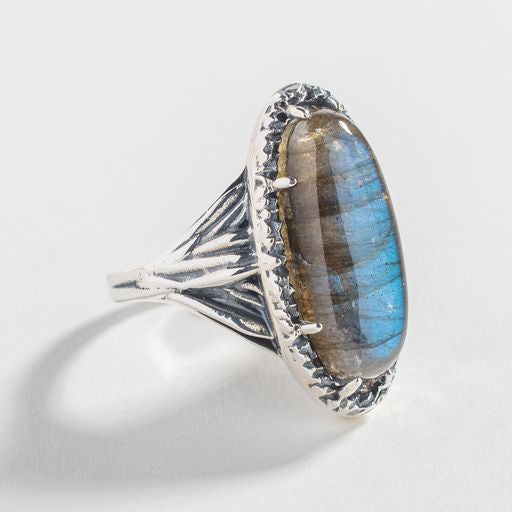 ROOTS TO SEED RING | SILVER & LABRADORITE