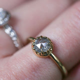 Angela Monaco Jewelry philadelphia matrix halo engagement ring 14k yellow gold salt and pepper diamond