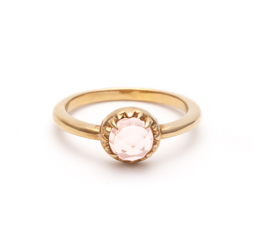 MATRIX HALO RING | 14k GOLD & ROSE QUARTZ - AngelaMonacojewelry