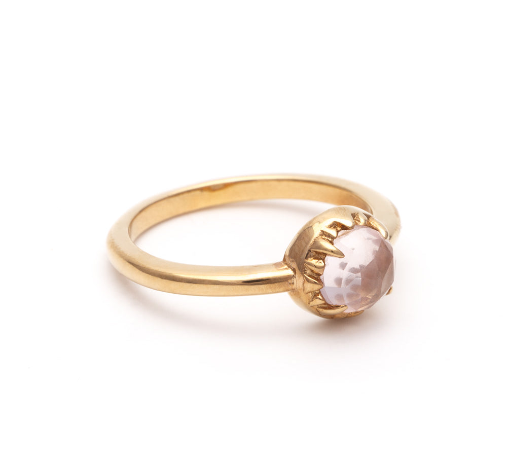 MATRIX HALO RING | 14k GOLD & ROSE QUARTZ - AngelaMonacojewelry